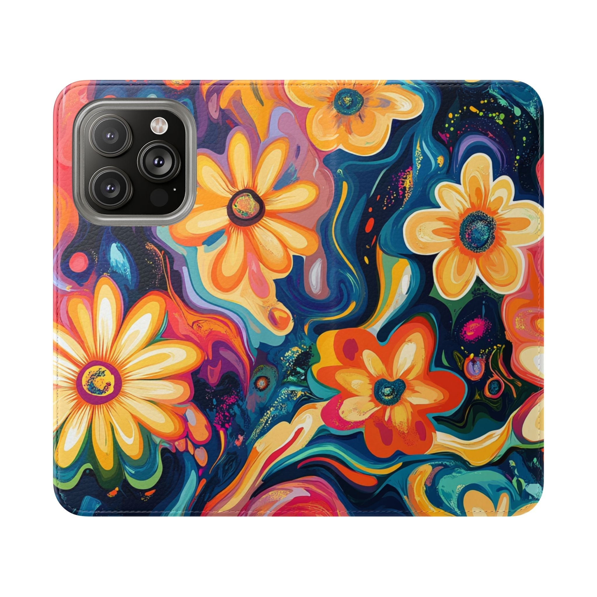 Vibrant Floral Abstract Flip Cases, Artsulli - Art is Long, Life is Short, Phone Case, Size, iPhone 14 Pro, , , , , 18888699321493713080
