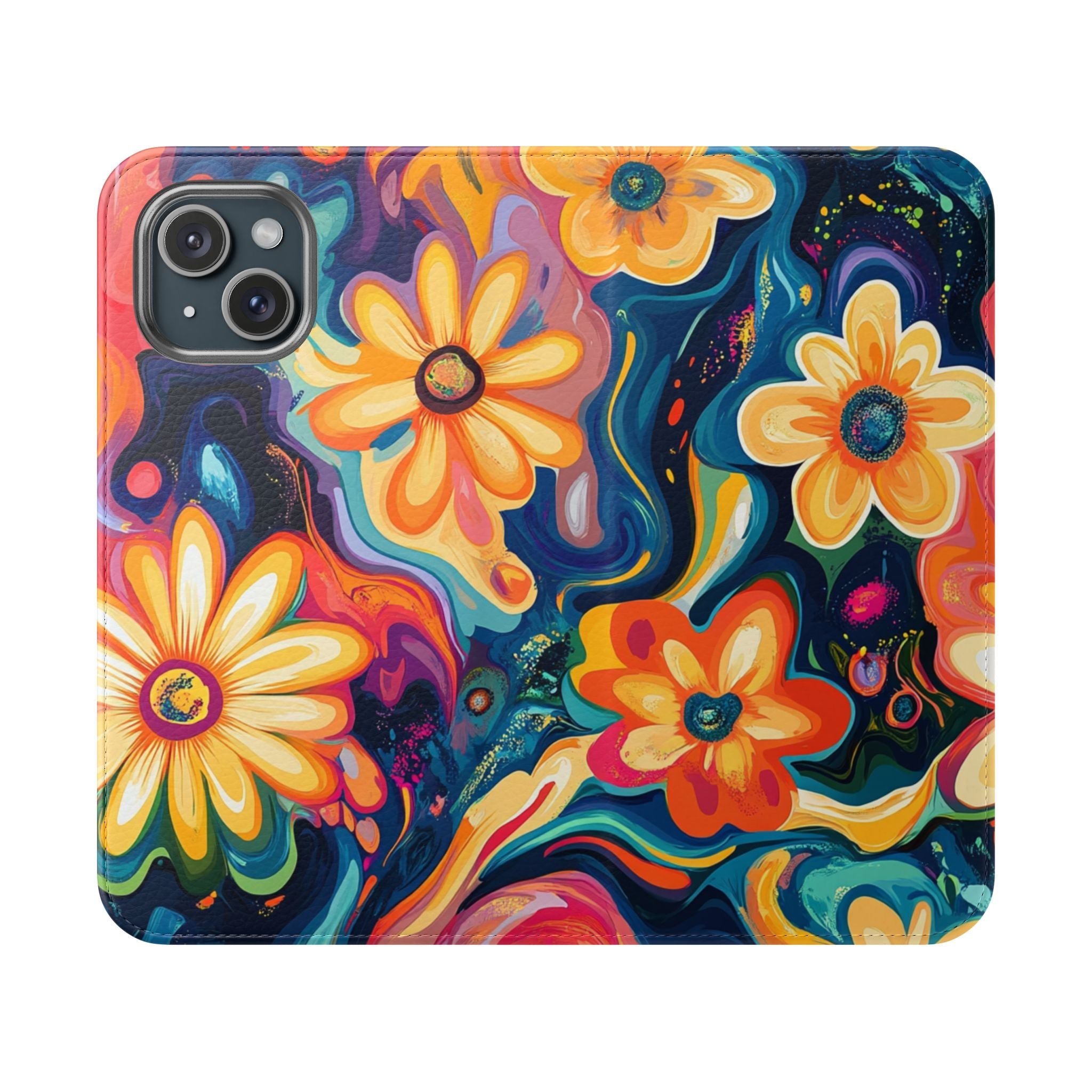 Vibrant Floral Abstract Flip Cases, Artsulli - Art is Long, Life is Short, Phone Case, Size, iPhone 15, , , , , 16524851195730426002