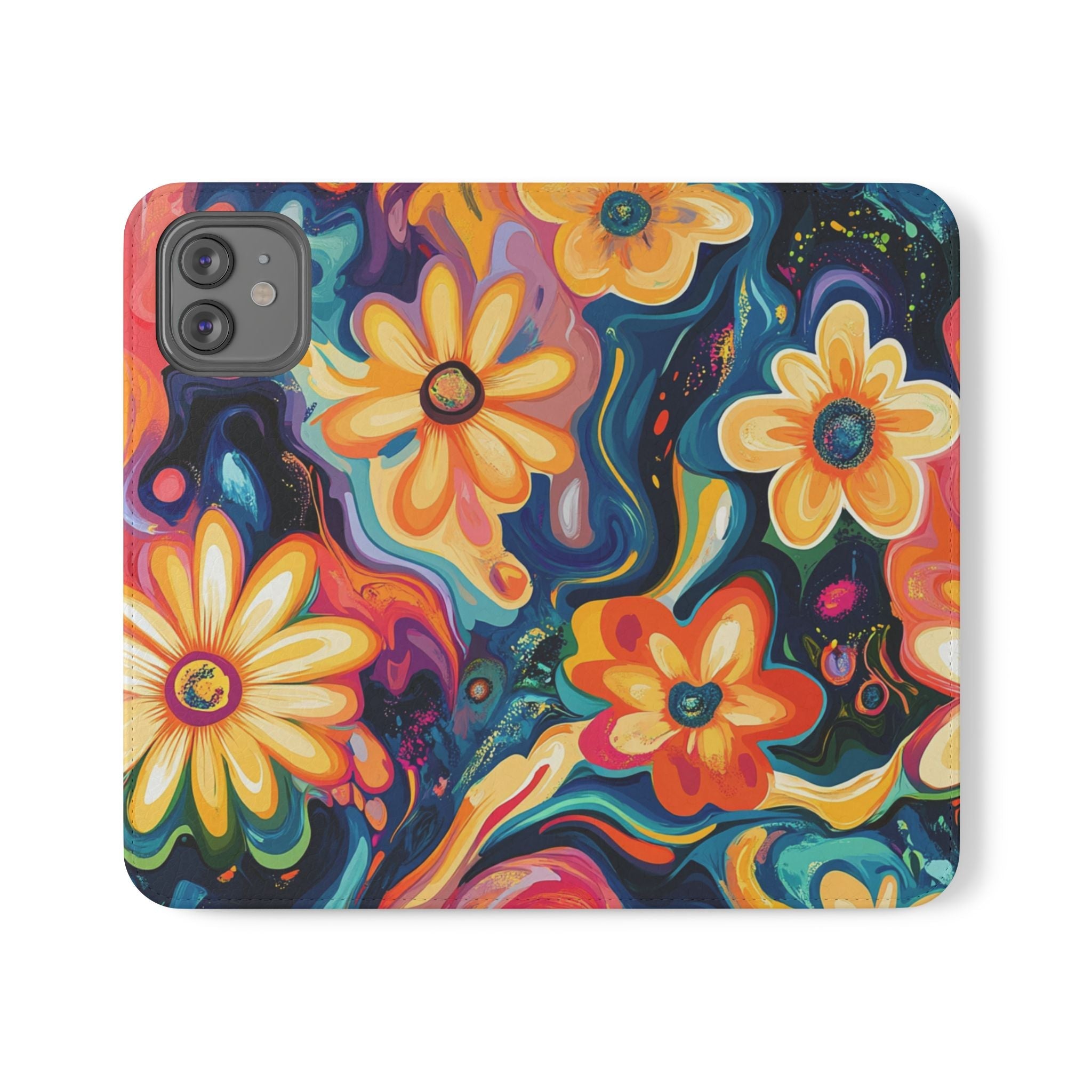 Vibrant Floral Abstract Flip Cases, Artsulli - Art is Long, Life is Short, Phone Case, Size, iPhone 12, , , , , 19478507991603380290