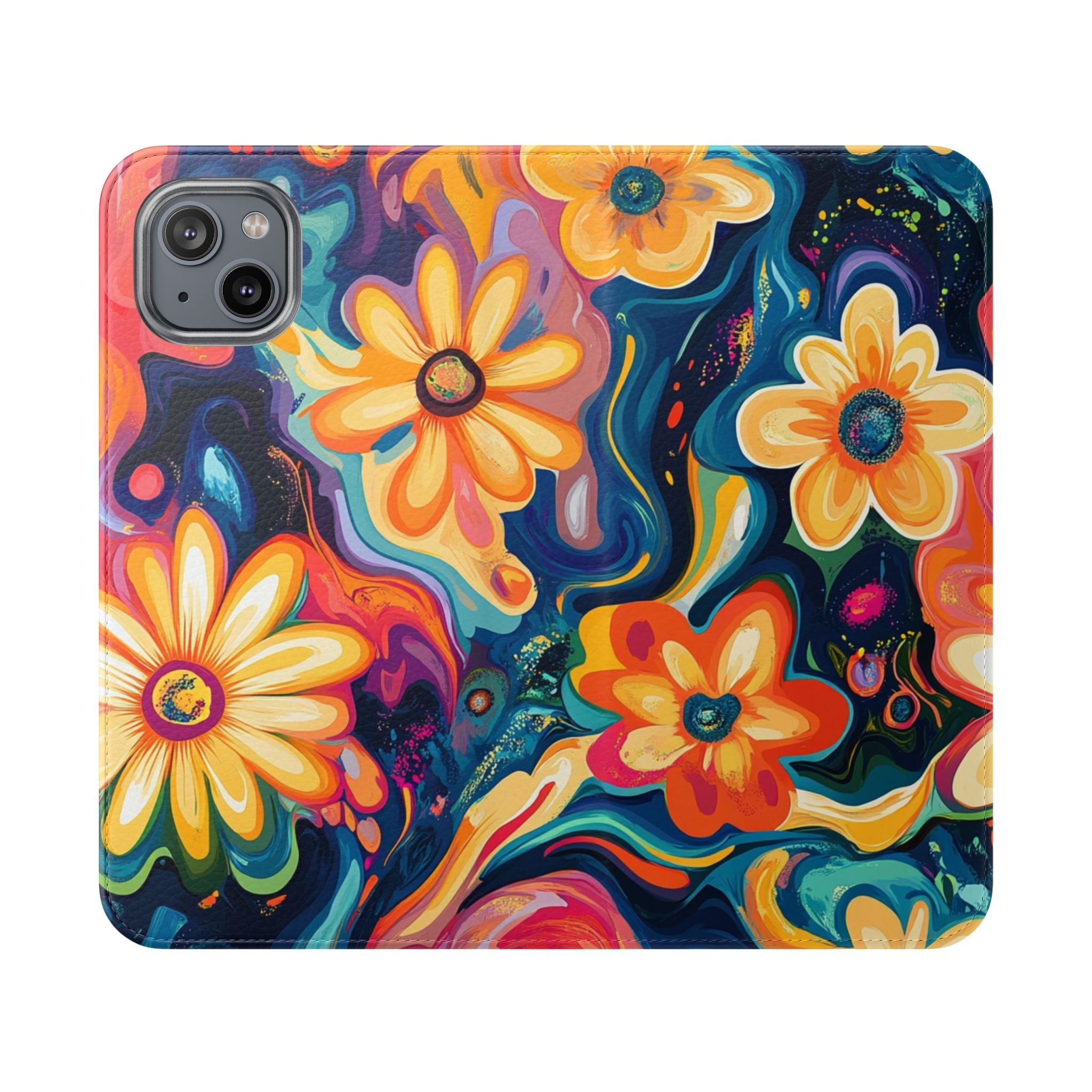 Vibrant Floral Abstract Flip Cases, Artsulli - Art is Long, Life is Short, Phone Case, Size, iPhone 14 Plus, , , , , 21393642795239680263