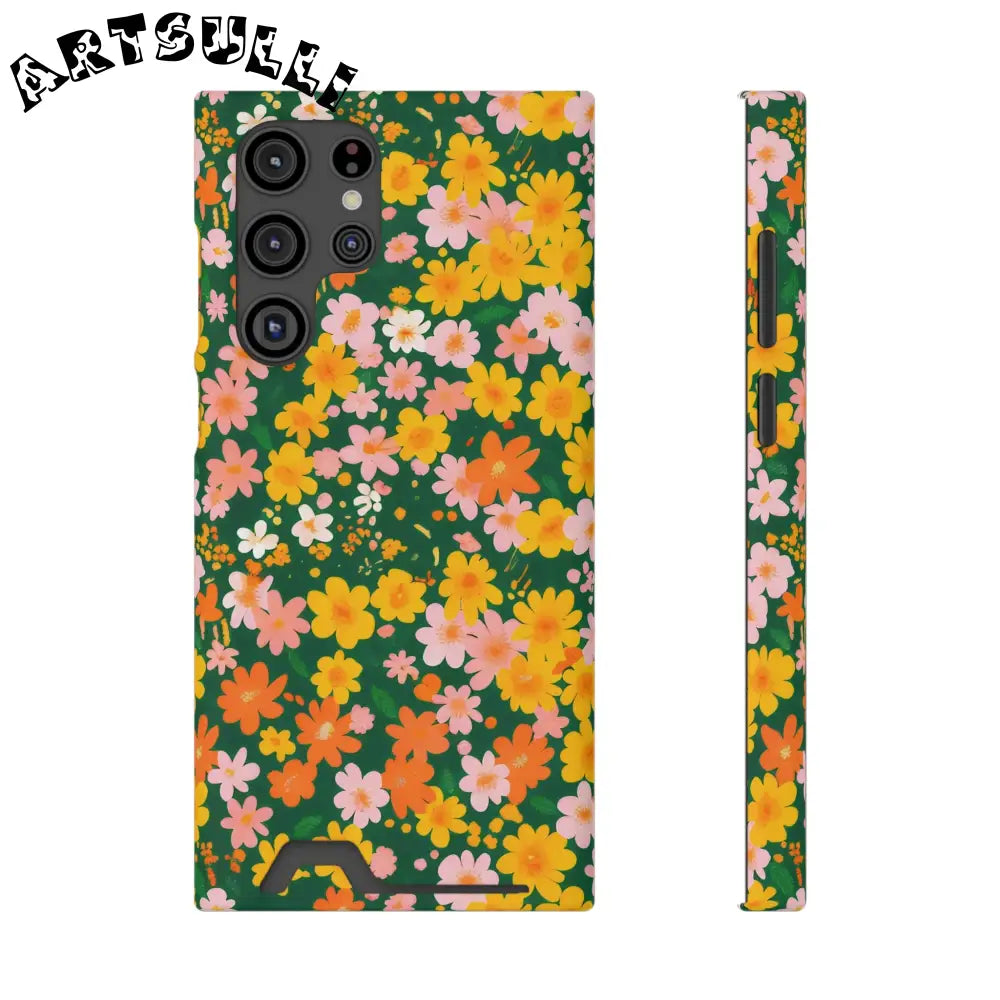 Vibrant Floral Cardholder Phone Case, Artsulli - Art is Long, Life is Short, Phone Case, Size, Samsung Galaxy S22 Ultra, Surface, Matte, Shape, With gift packaging, 23894027894840902069
