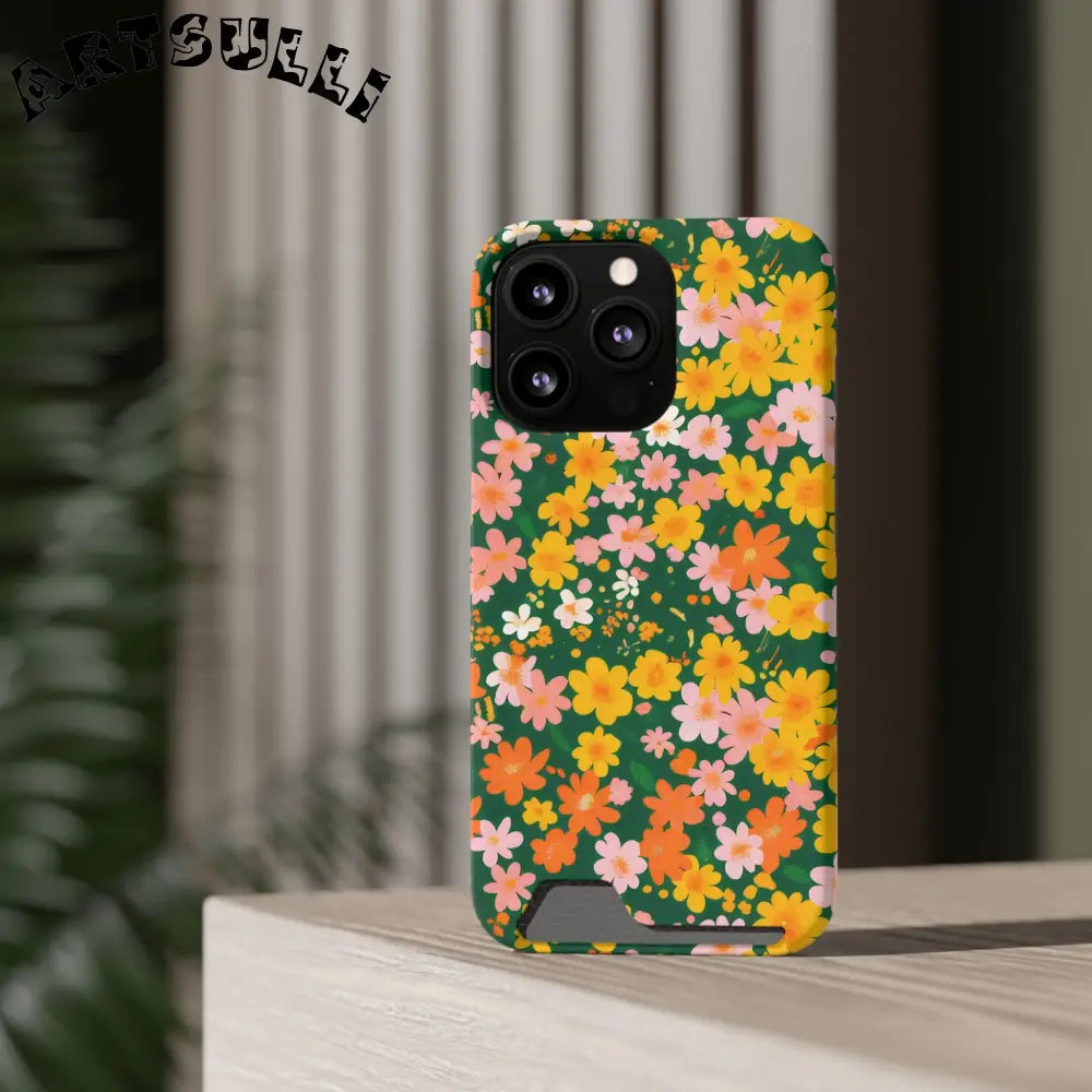 Vibrant Floral Cardholder Phone Case, Artsulli - Art is Long, Life is Short, Phone Case, , , , , , ,