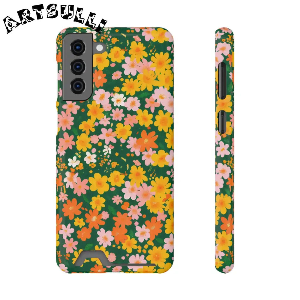 Vibrant Floral Cardholder Phone Case, Artsulli - Art is Long, Life is Short, Phone Case, Size, Samsung Galaxy S21 Plus, Surface, Glossy, Shape, Without gift packaging, 18084578131793787312
