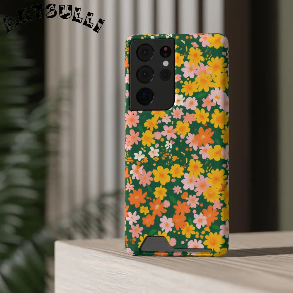 Vibrant Floral Cardholder Phone Case, Artsulli - Art is Long, Life is Short, Phone Case, , , , , , ,