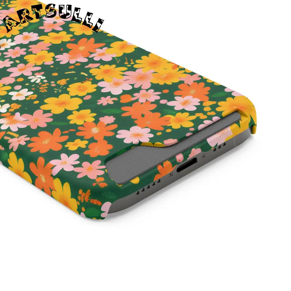 Vibrant Floral Cardholder Phone Case, Artsulli - Art is Long, Life is Short, Phone Case, , , , , , ,