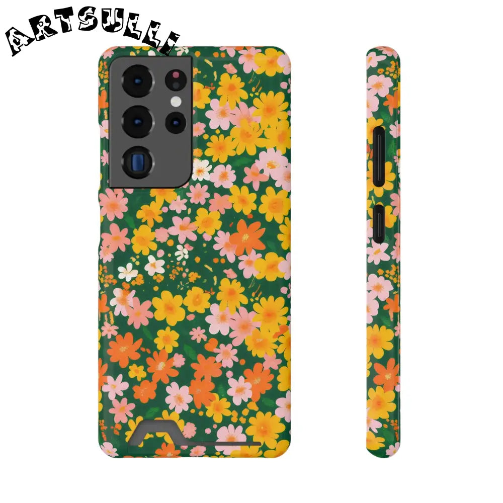 Vibrant Floral Cardholder Phone Case, Artsulli - Art is Long, Life is Short, Phone Case, Size, Samsung Galaxy S21 Ultra, Surface, Glossy, Shape, Without gift packaging, 58203960435288694461