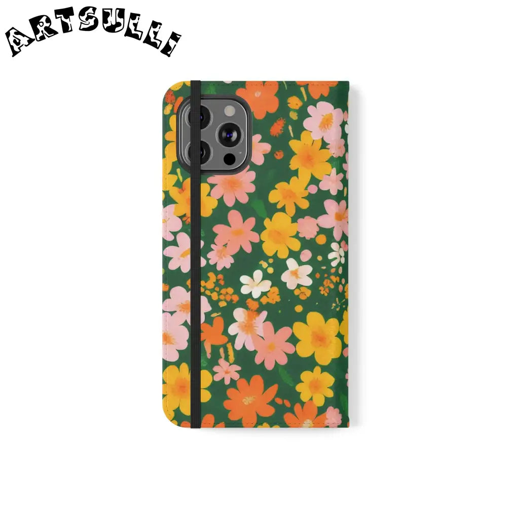 Vibrant Floral Dark Green Flip Cases, Artsulli - Art is Long, Life is Short, Phone Case, , , , , , ,