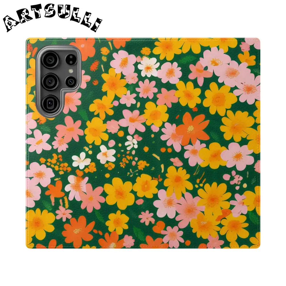 Vibrant Floral Dark Green Flip Cases, Artsulli - Art is Long, Life is Short, Phone Case, Size, Samsung Galaxy S23 Ultra, , , , , 25378161902582770019