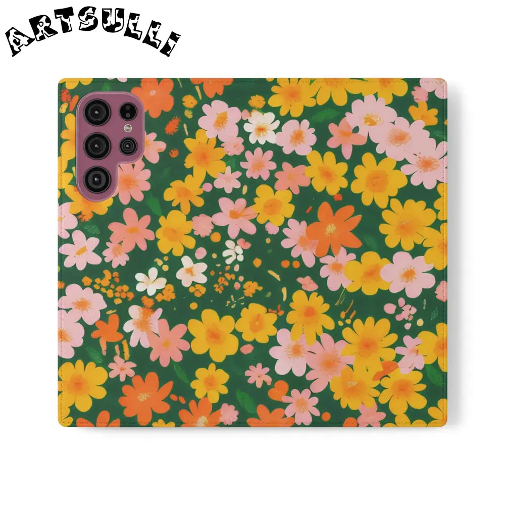 Vibrant Floral Dark Green Flip Cases, Artsulli - Art is Long, Life is Short, Phone Case, Size, Samsung Galaxy S22 Ultra, , , , , 23969485929884366658