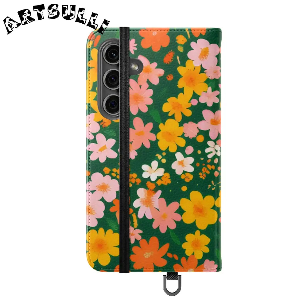 Vibrant Floral Dark Green Flip Cases, Artsulli - Art is Long, Life is Short, Phone Case, , , , , , ,