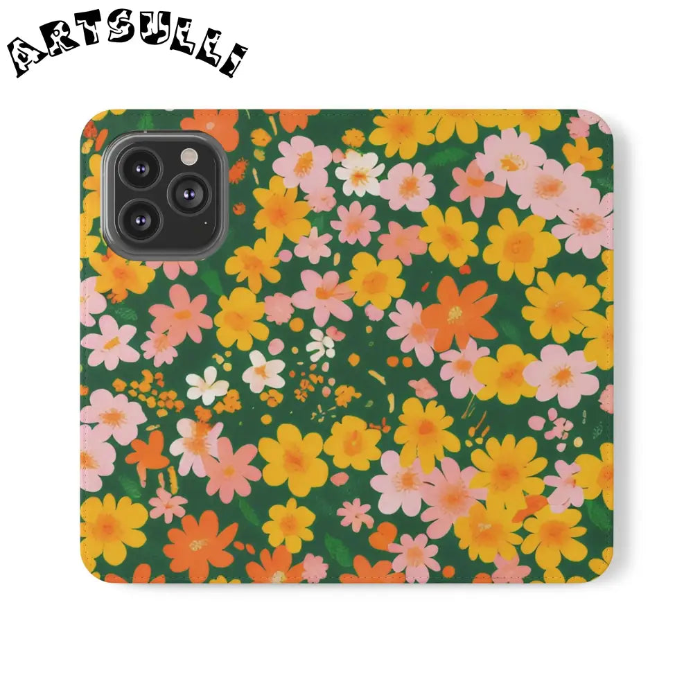 Vibrant Floral Dark Green Flip Cases, Artsulli - Art is Long, Life is Short, Phone Case, Size, iPhone 13 Pro, , , , , 79135503773579945753