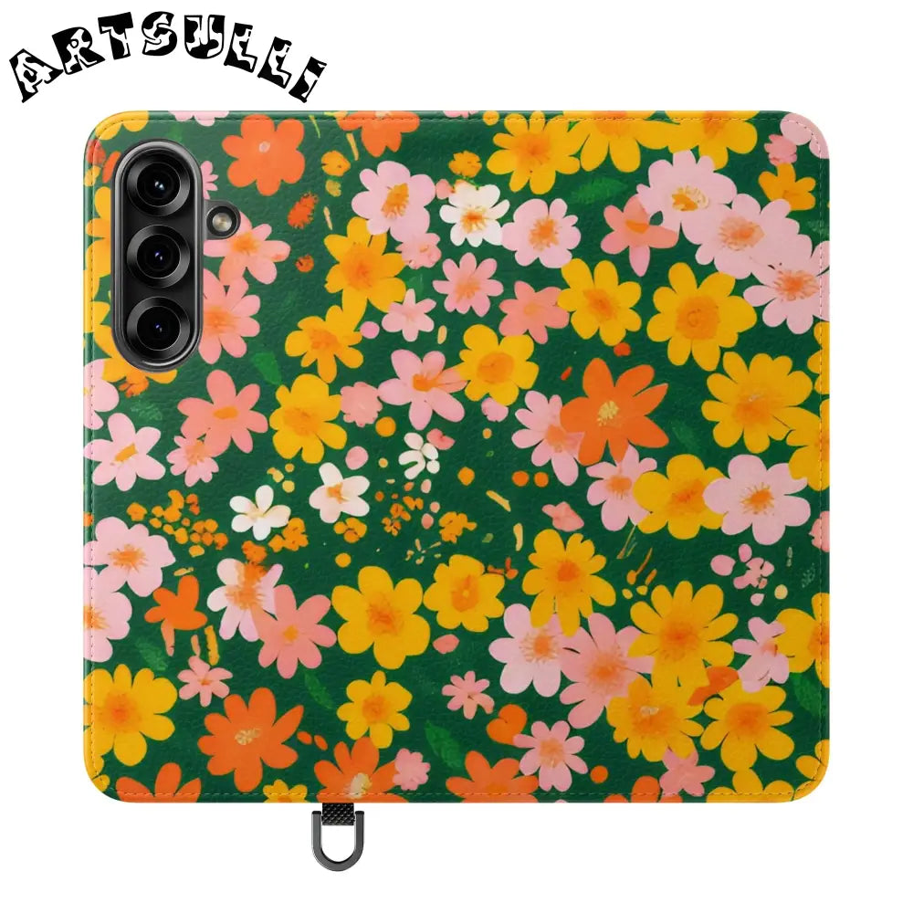 Vibrant Floral Dark Green Flip Cases, Artsulli - Art is Long, Life is Short, Phone Case, Size, Samsung Galaxy S25, , , , , 13050777247258171536