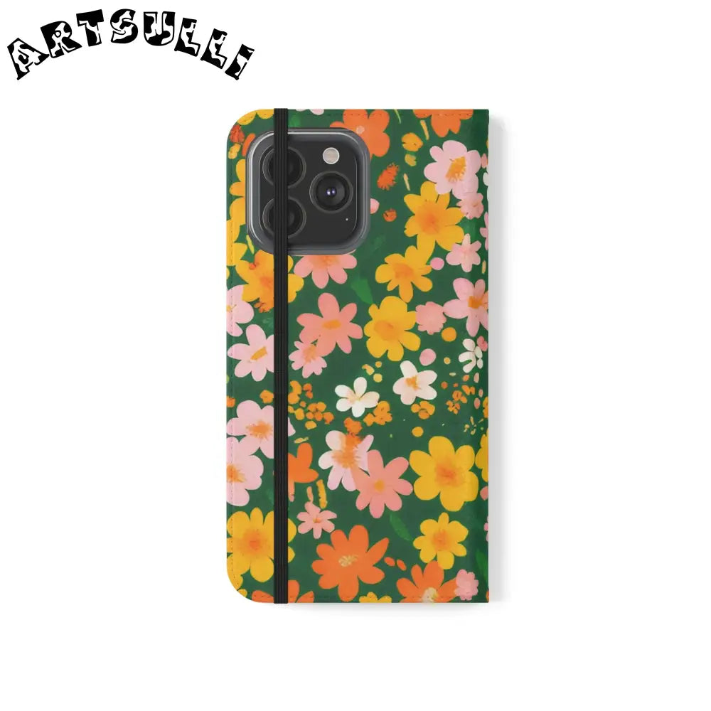 Vibrant Floral Dark Green Flip Cases, Artsulli - Art is Long, Life is Short, Phone Case, , , , , , ,