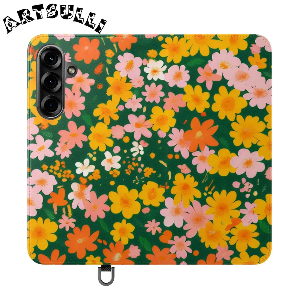Vibrant Floral Dark Green Flip Cases, Artsulli - Art is Long, Life is Short, Phone Case, Size, Samsung Galaxy S25 Plus, , , , , 30534842580127128069