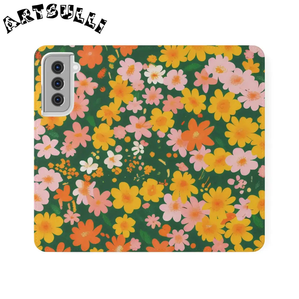 Vibrant Floral Dark Green Flip Cases, Artsulli - Art is Long, Life is Short, Phone Case, Size, Samsung Galaxy S21, , , , , 20993752874854859680
