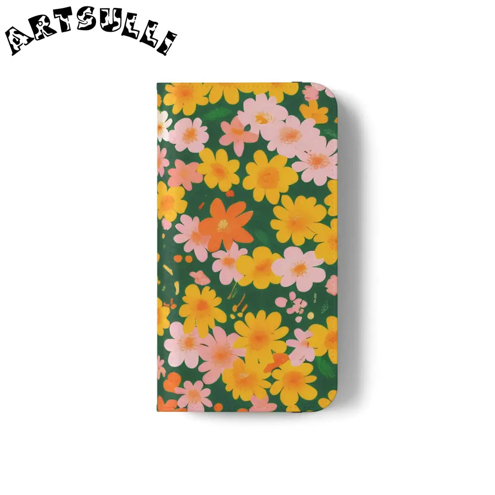 Vibrant Floral Dark Green Flip Cases, Artsulli - Art is Long, Life is Short, Phone Case, , , , , , ,