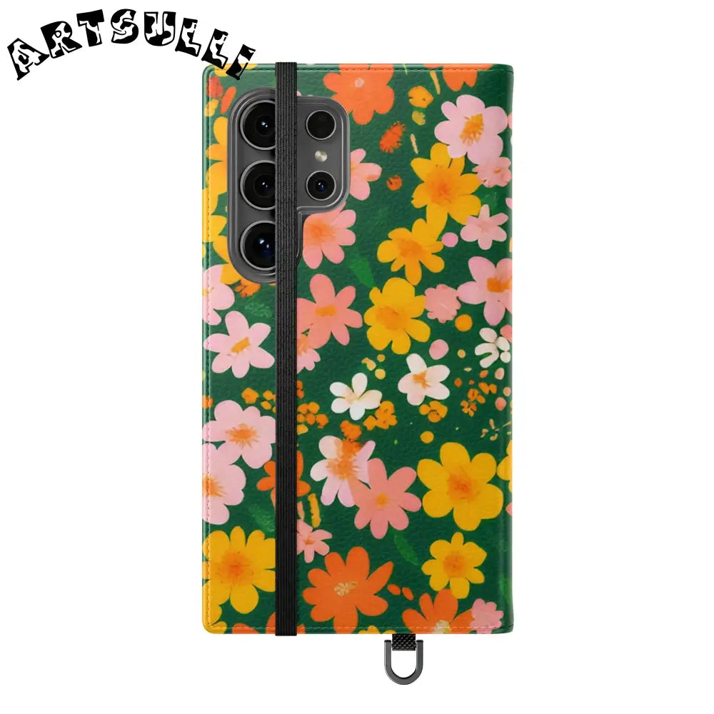 Vibrant Floral Dark Green Flip Cases, Artsulli - Art is Long, Life is Short, Phone Case, , , , , , ,