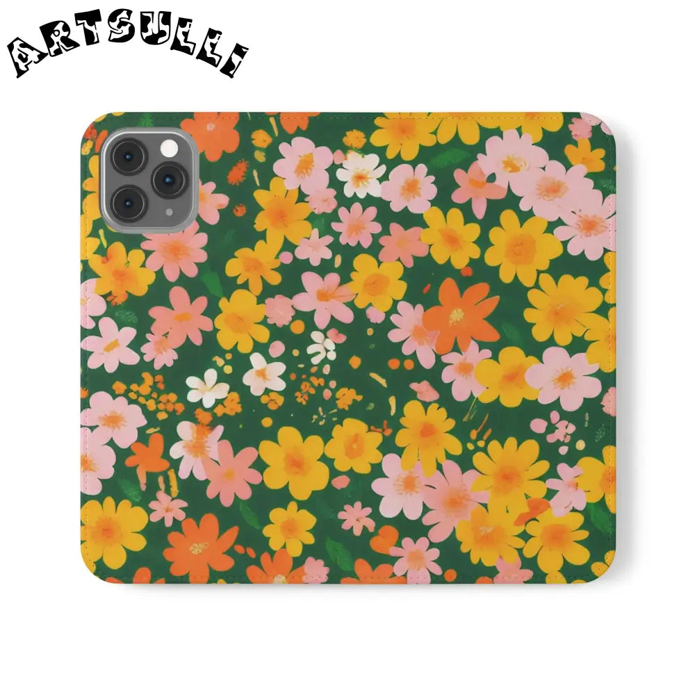 Vibrant Floral Dark Green Flip Cases, Artsulli - Art is Long, Life is Short, Phone Case, Size, iPhone 11 Pro, , , , , 16909387831112597426