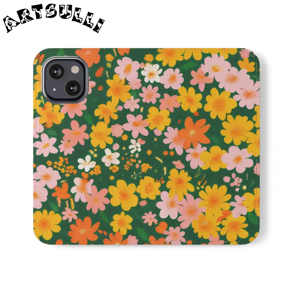 Vibrant Floral Dark Green Flip Cases, Artsulli - Art is Long, Life is Short, Phone Case, Size, iPhone 13 Mini, , , , , 12452054490460059269