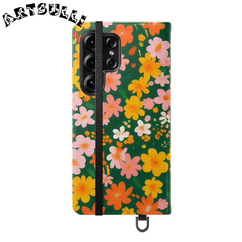 Vibrant Floral Dark Green Flip Cases, Artsulli - Art is Long, Life is Short, Phone Case, , , , , , ,