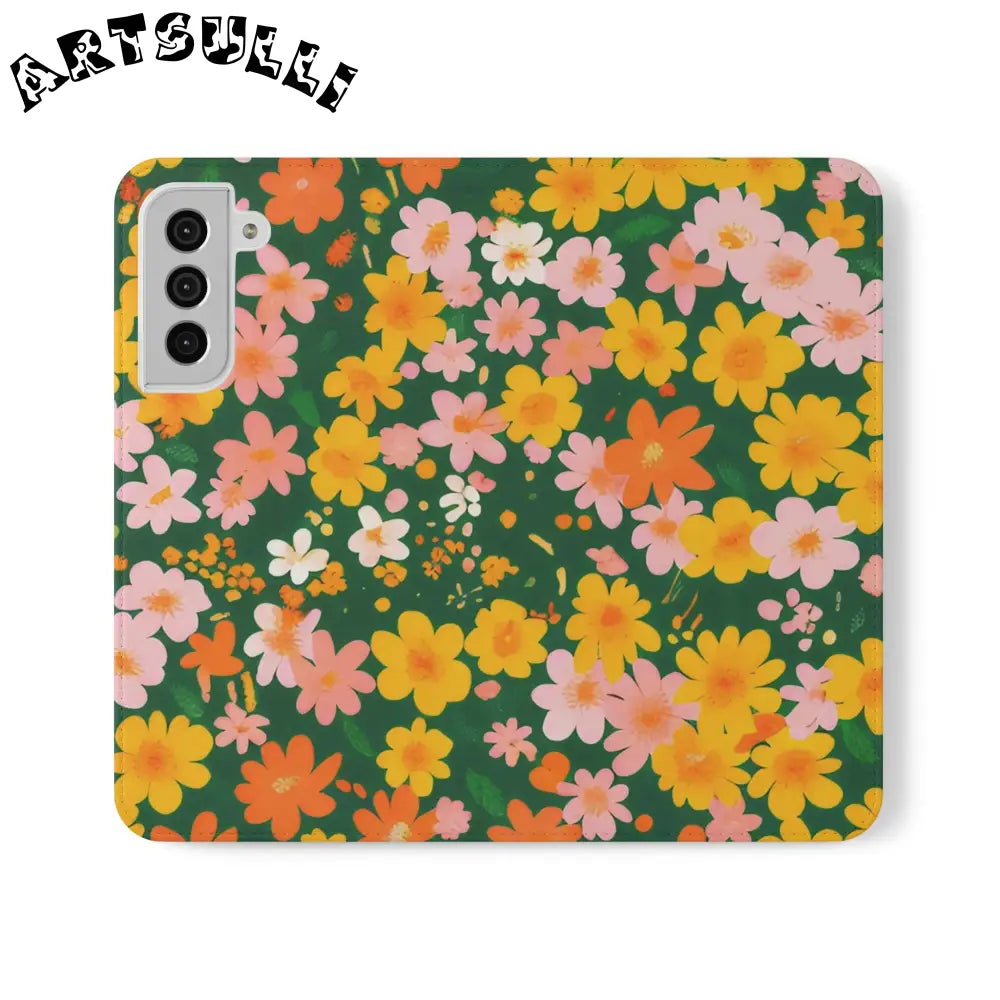 Vibrant Floral Dark Green Flip Cases, Artsulli - Art is Long, Life is Short, Phone Case, Size, Samsung Galaxy S22 Plus, , , , , 14483930387688911649