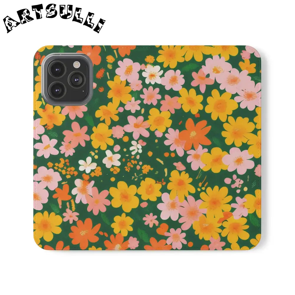 Vibrant Floral Dark Green Flip Cases, Artsulli - Art is Long, Life is Short, Phone Case, Size, iPhone 13 Pro Max, , , , , 49664180318270860721
