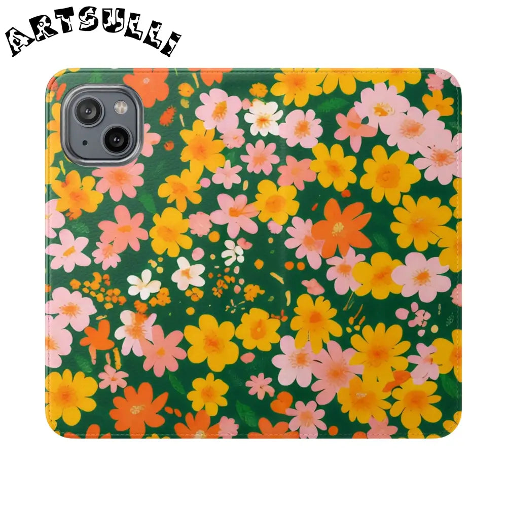 Vibrant Floral Dark Green Flip Cases, Artsulli - Art is Long, Life is Short, Phone Case, Size, iPhone 14, , , , , 13712659354154021689