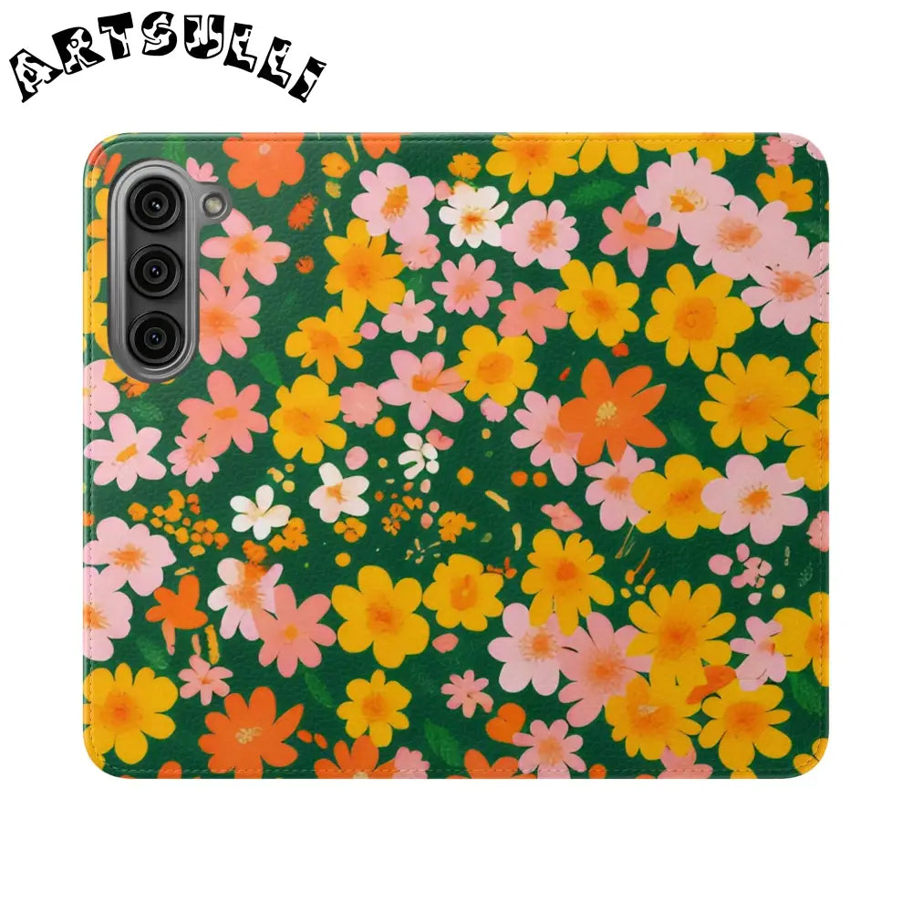 Vibrant Floral Dark Green Flip Cases, Artsulli - Art is Long, Life is Short, Phone Case, Size, Samsung Galaxy S23, , , , , 97571071632309731770