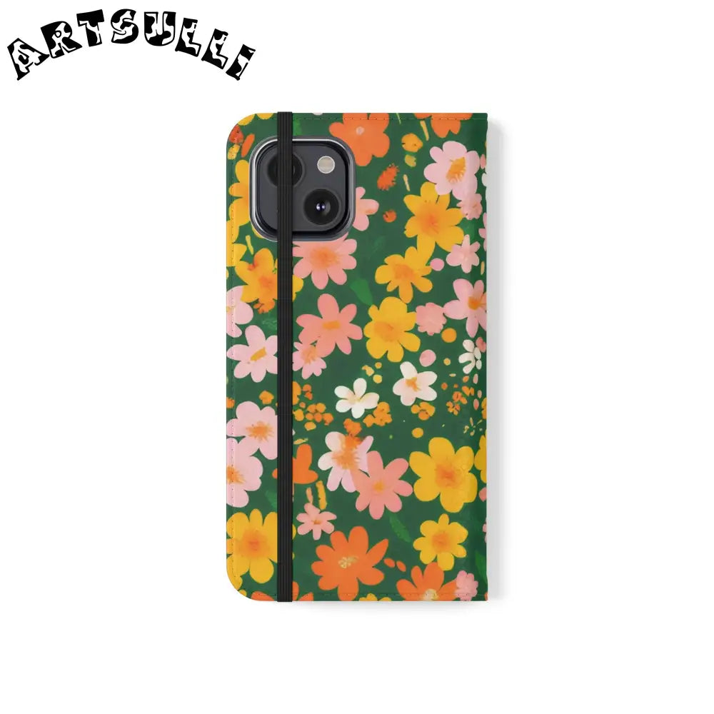 Vibrant Floral Dark Green Flip Cases, Artsulli - Art is Long, Life is Short, Phone Case, , , , , , ,
