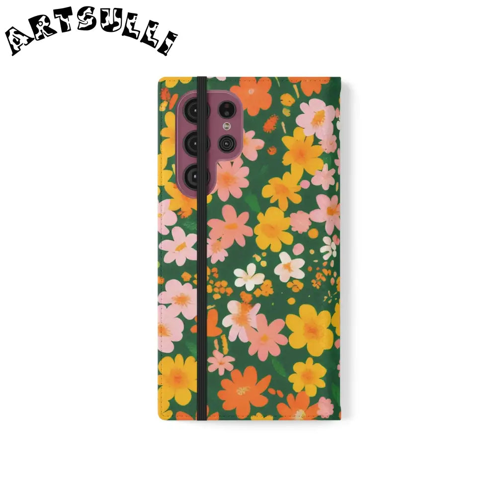 Vibrant Floral Dark Green Flip Cases, Artsulli - Art is Long, Life is Short, Phone Case, , , , , , ,