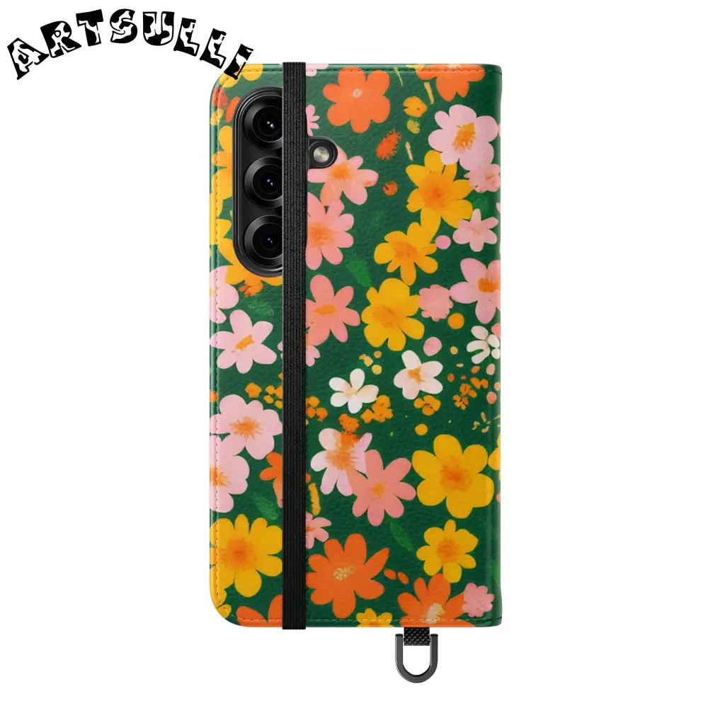 Vibrant Floral Dark Green Flip Cases, Artsulli - Art is Long, Life is Short, Phone Case, , , , , , ,