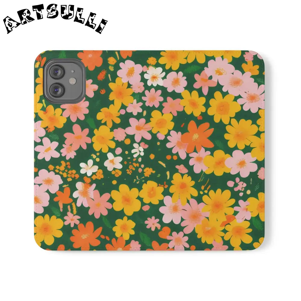 Vibrant Floral Dark Green Flip Cases, Artsulli - Art is Long, Life is Short, Phone Case, Size, iPhone 12, , , , , 19179197945699311279