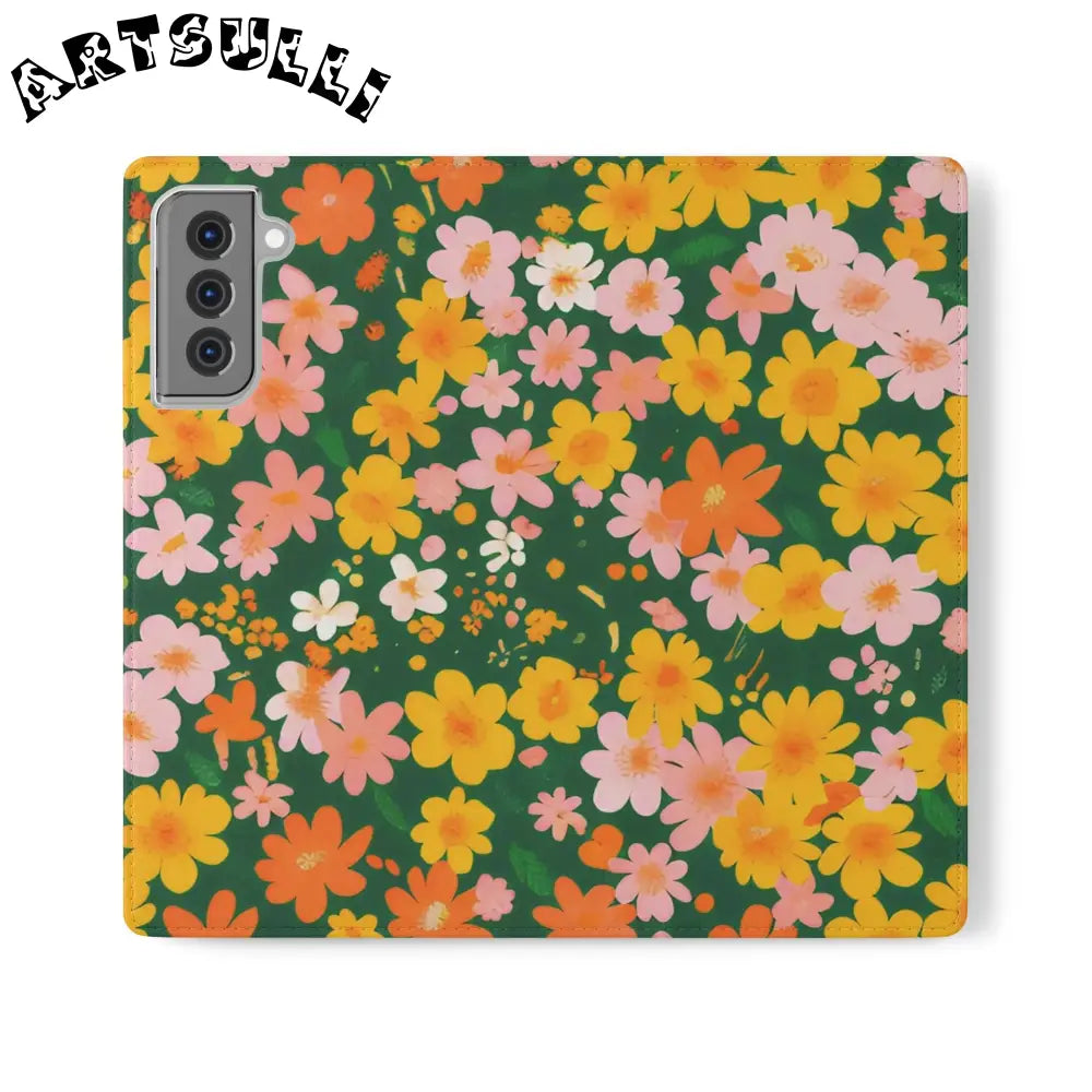 Vibrant Floral Dark Green Flip Cases, Artsulli - Art is Long, Life is Short, Phone Case, Size, Samsung Galaxy S21 Plus, , , , , 25863279777678008834