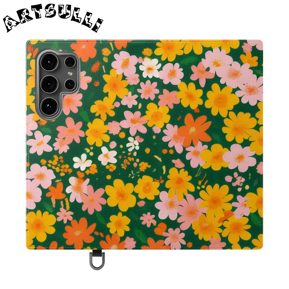 Vibrant Floral Dark Green Flip Cases, Artsulli - Art is Long, Life is Short, Phone Case, Size, Samsung Galaxy S24 Ultra, , , , , 24145622348195018409