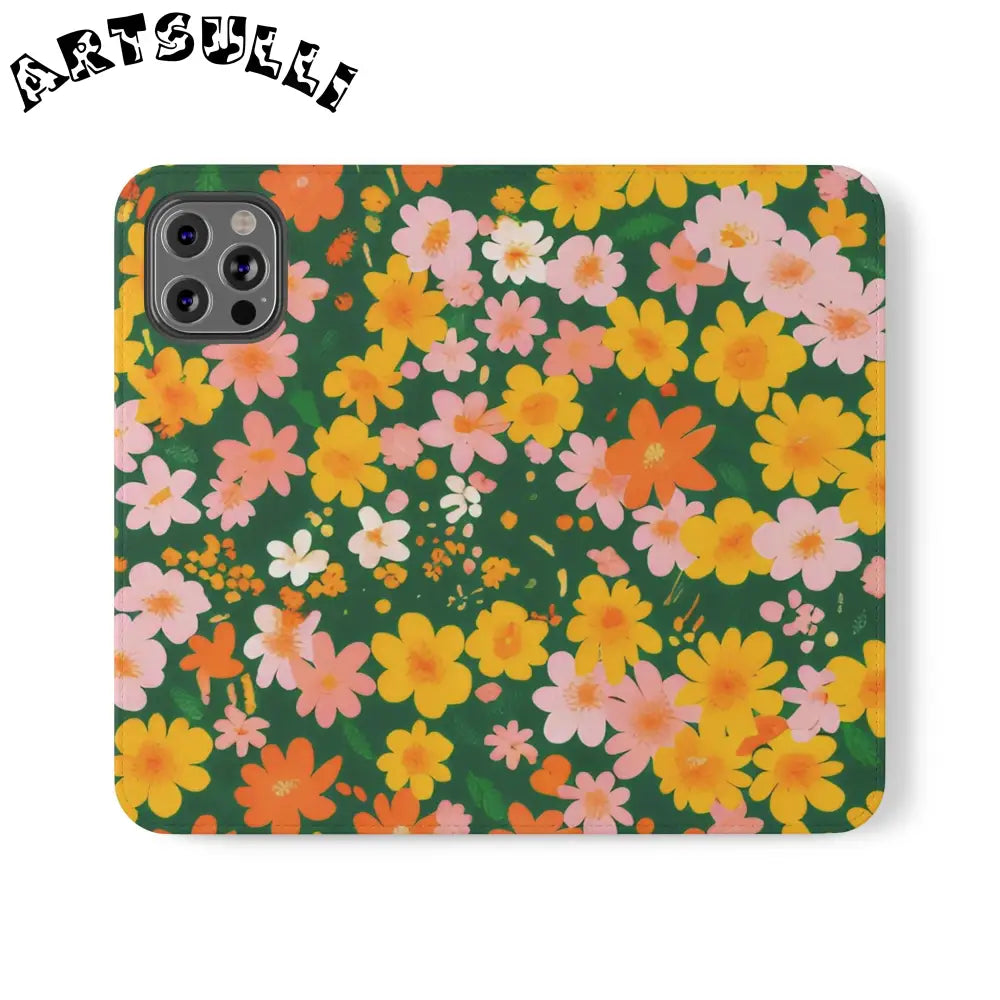 Vibrant Floral Dark Green Flip Cases, Artsulli - Art is Long, Life is Short, Phone Case, Size, iPhone 12 Pro, , , , , 26284592263875646671