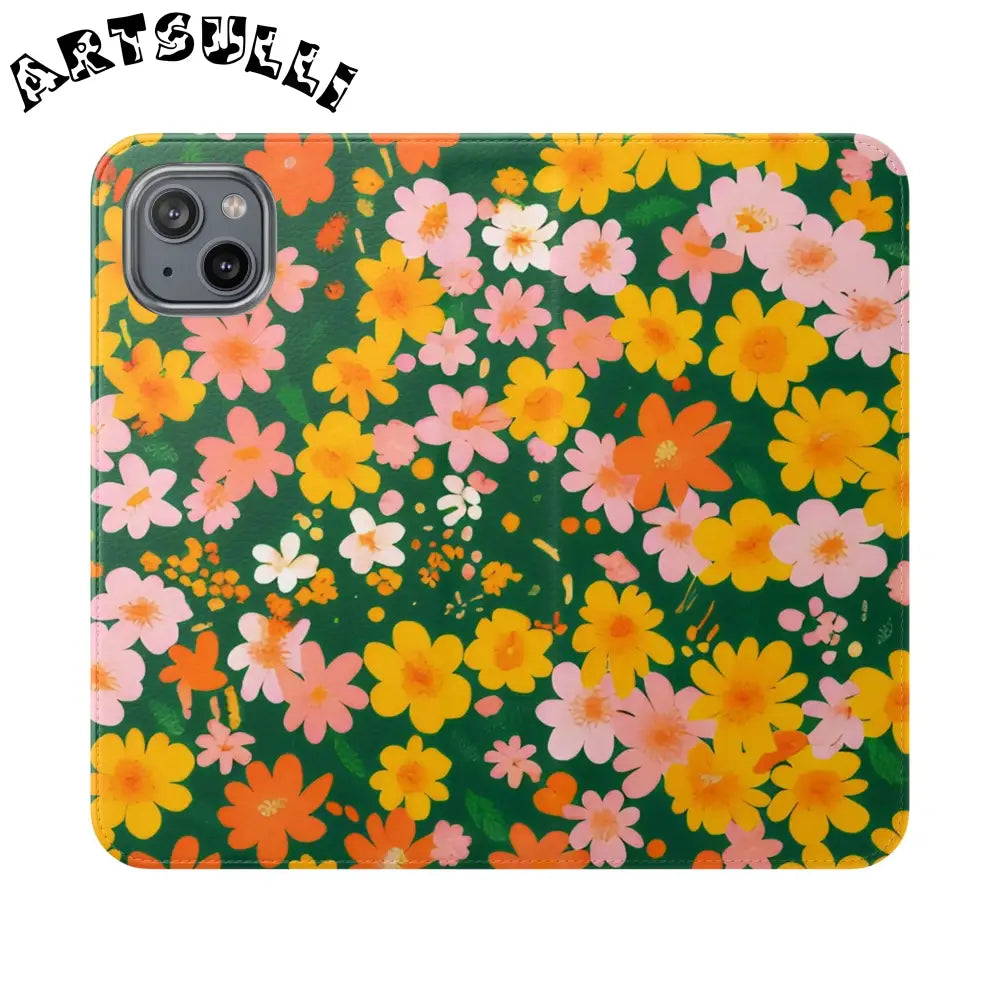 Vibrant Floral Dark Green Flip Cases, Artsulli - Art is Long, Life is Short, Phone Case, Size, iPhone 14 Plus, , , , , 94052401593879097255