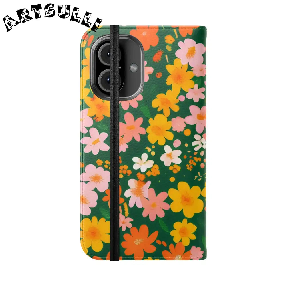 Vibrant Floral Dark Green Flip Cases, Artsulli - Art is Long, Life is Short, Phone Case, , , , , , ,