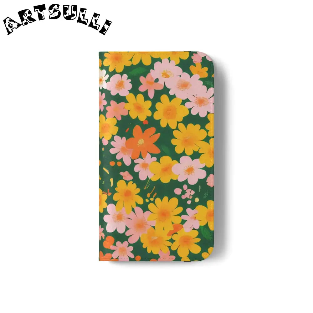 Vibrant Floral Dark Green Flip Cases, Artsulli - Art is Long, Life is Short, Phone Case, , , , , , ,