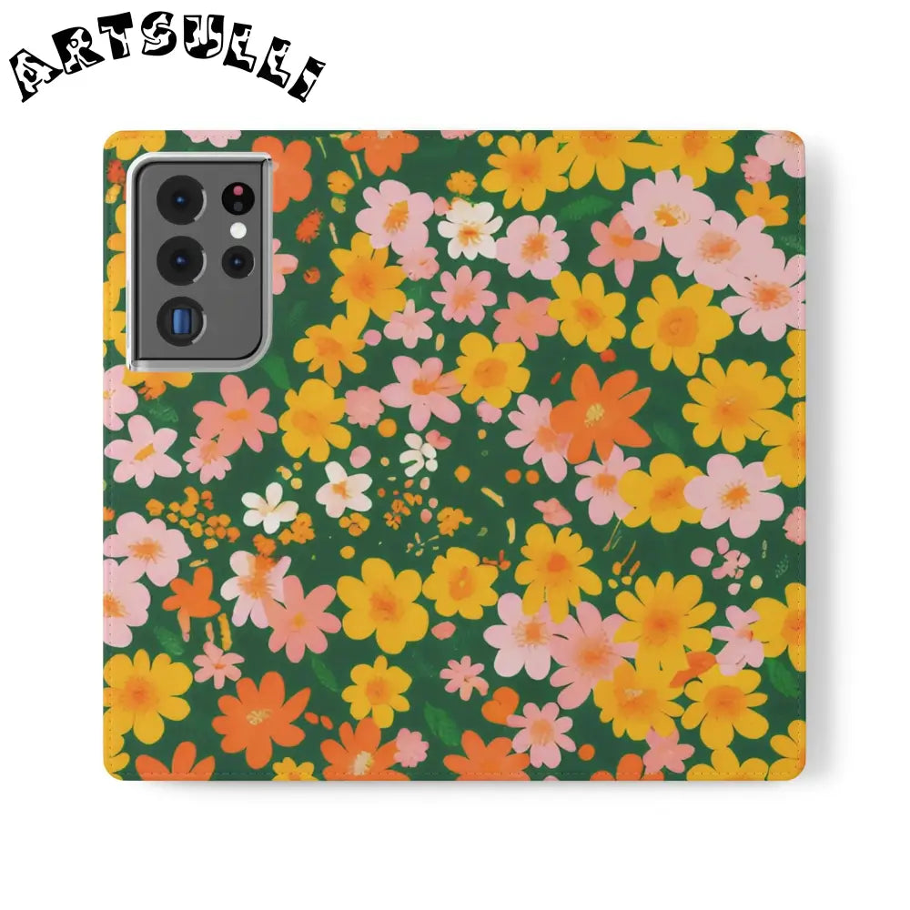 Vibrant Floral Dark Green Flip Cases, Artsulli - Art is Long, Life is Short, Phone Case, Size, Samsung Galaxy S21 Ultra, , , , , 17642862863055280233