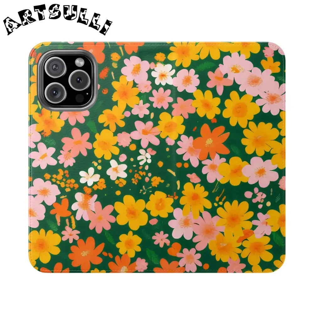 Vibrant Floral Dark Green Flip Cases, Artsulli - Art is Long, Life is Short, Phone Case, Size, iPhone 16 Pro Max, , , , , 30643851293258591515
