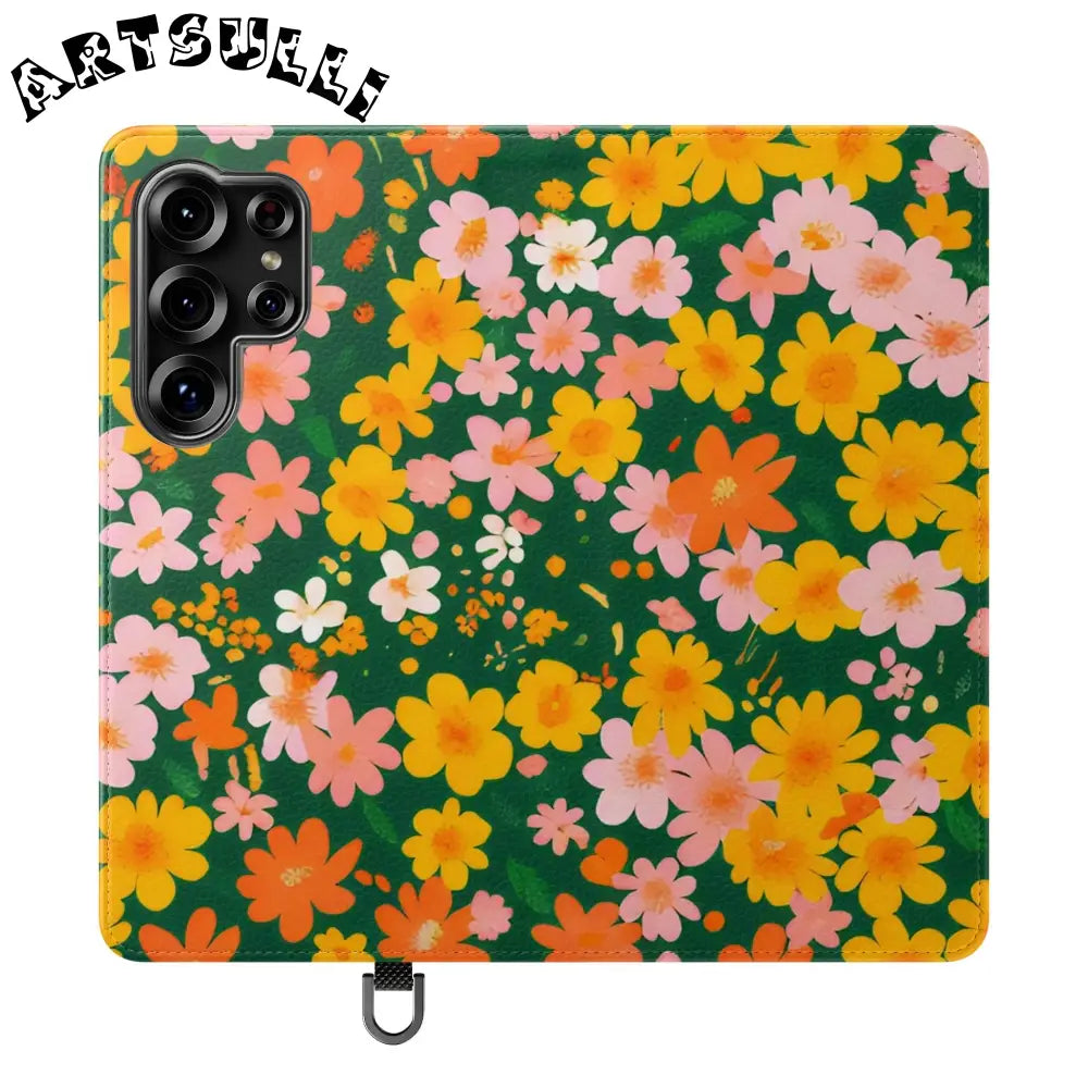 Vibrant Floral Dark Green Flip Cases, Artsulli - Art is Long, Life is Short, Phone Case, Size, Samsung Galaxy S25 Ultra, , , , , 31853572137748949366