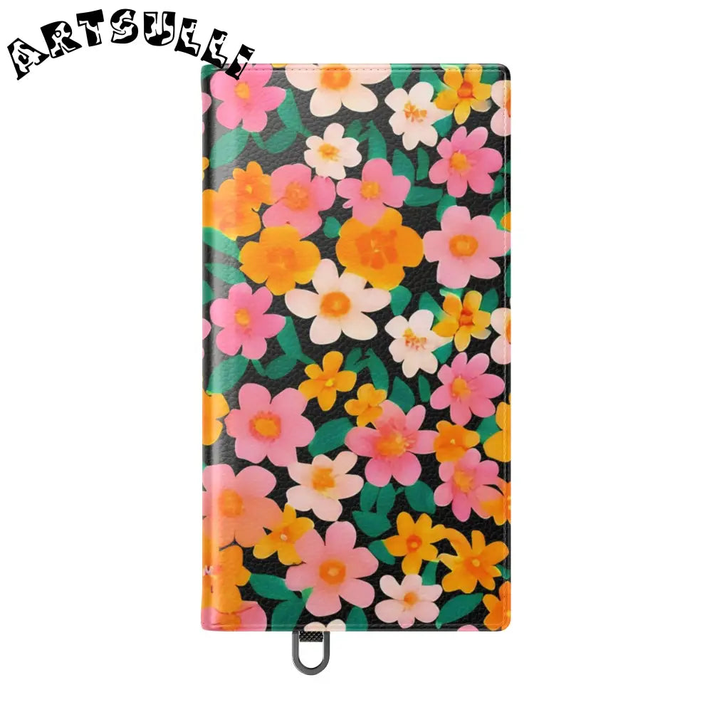 Vibrant Floral Pattern Black Flip Case, Artsulli - Art is Long, Life is Short, Phone Case, , , , , , ,
