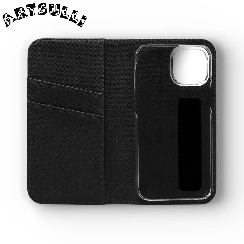 Vibrant Floral Pattern Black Flip Case, Artsulli - Art is Long, Life is Short, Phone Case, , , , , , ,