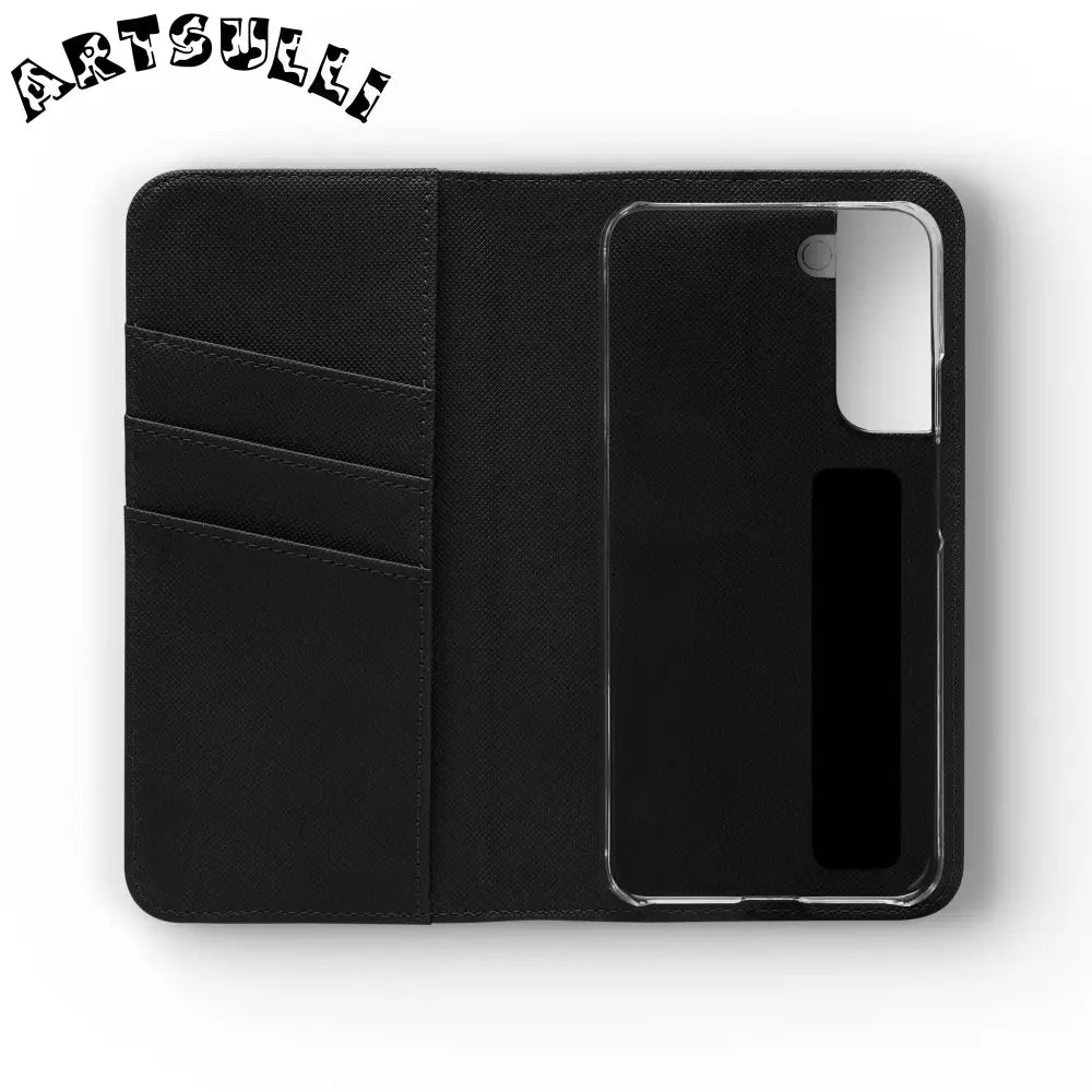 Vibrant Floral Pattern Black Flip Case, Artsulli - Art is Long, Life is Short, Phone Case, , , , , , ,