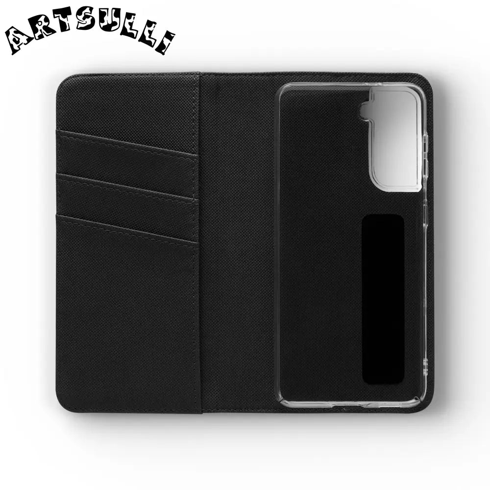 Vibrant Floral Pattern Black Flip Case, Artsulli - Art is Long, Life is Short, Phone Case, , , , , , ,
