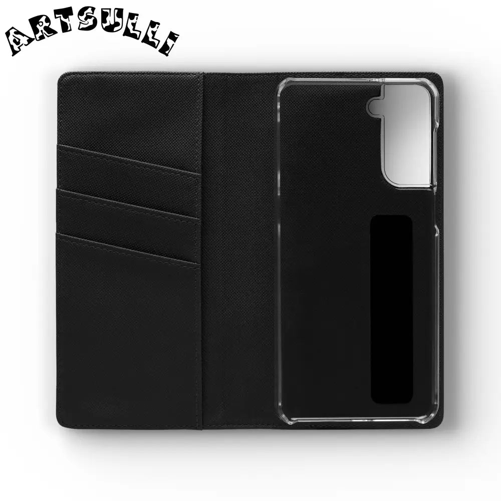Vibrant Floral Pattern Black Flip Case, Artsulli - Art is Long, Life is Short, Phone Case, , , , , , ,