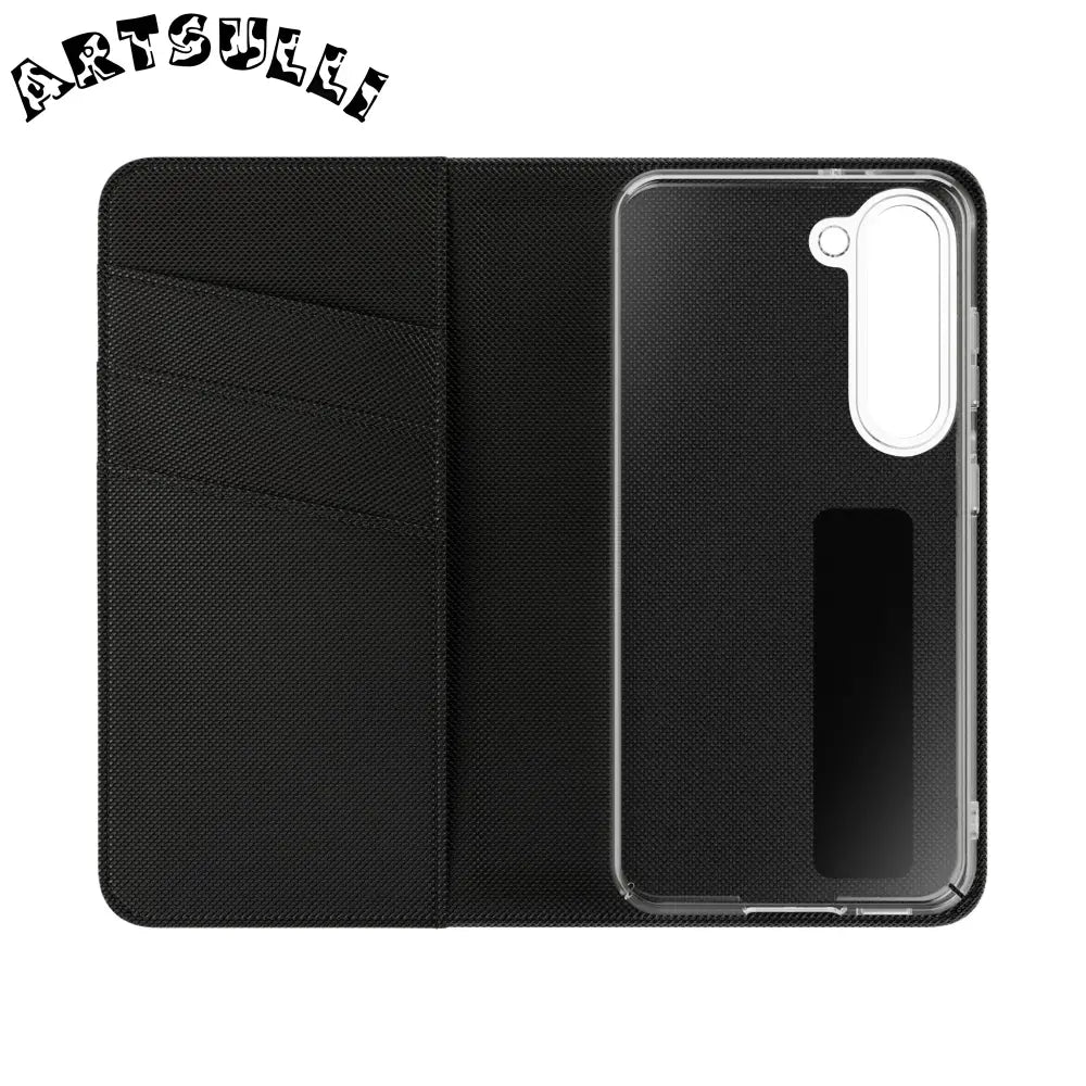 Vibrant Floral Pattern Black Flip Case, Artsulli - Art is Long, Life is Short, Phone Case, , , , , , ,