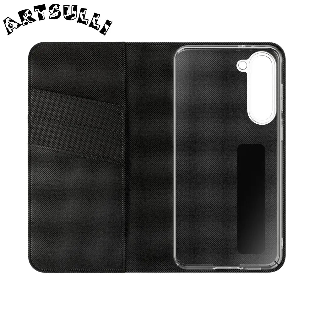 Vibrant Floral Pattern Black Flip Case, Artsulli - Art is Long, Life is Short, Phone Case, , , , , , ,