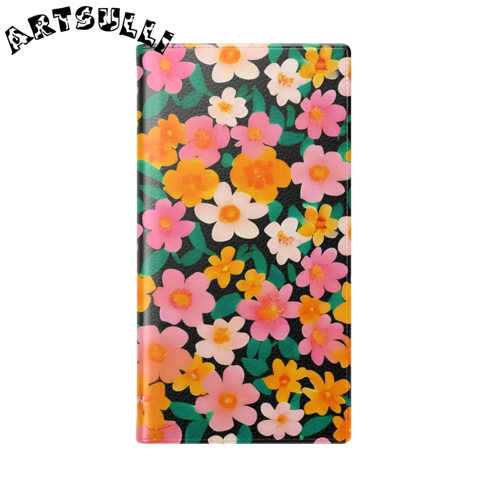 Vibrant Floral Pattern Black Flip Case, Artsulli - Art is Long, Life is Short, Phone Case, , , , , , ,