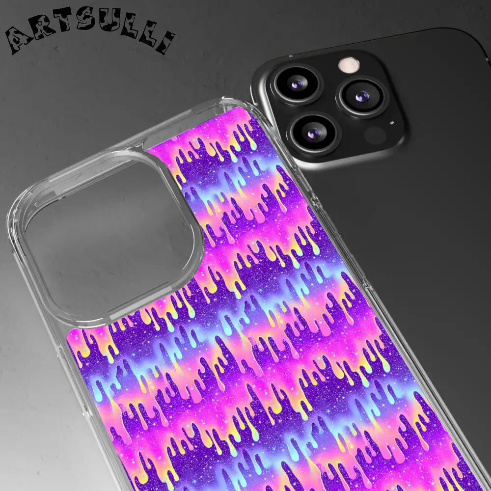 Vibrant Paint Drip Clear Case, Artsulli - Art is Long, Life is Short, Phone Case, , , , , , ,